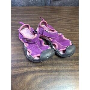 CROCS Girls Water Sandals Size J 1 Pink Mesh Top